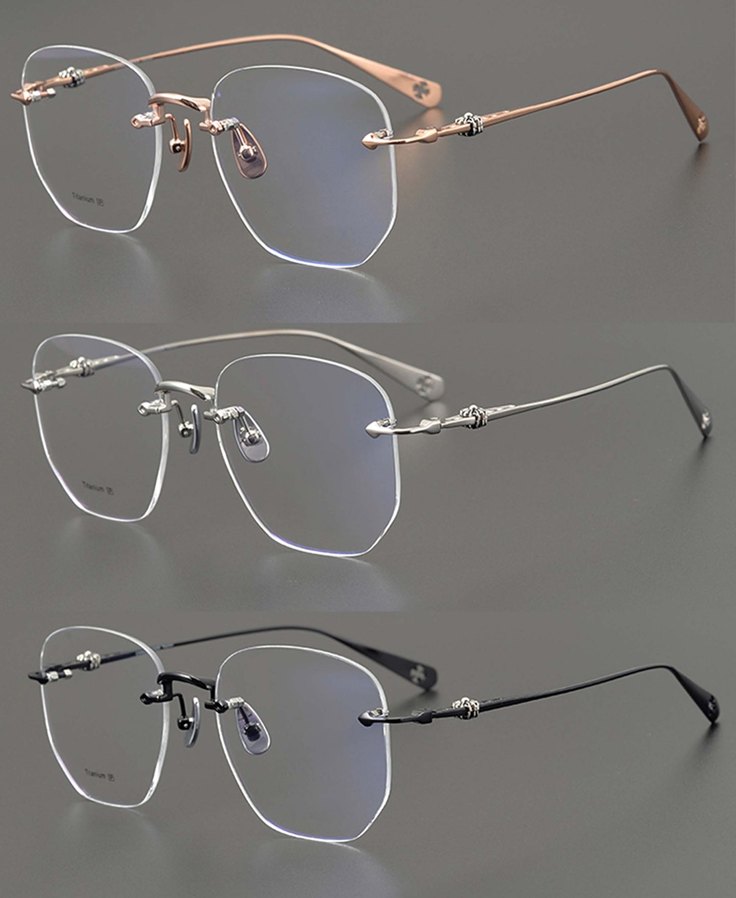 Frameless business glasses, myopia reading glasses, anti-blue light, artistic youth modification glasses