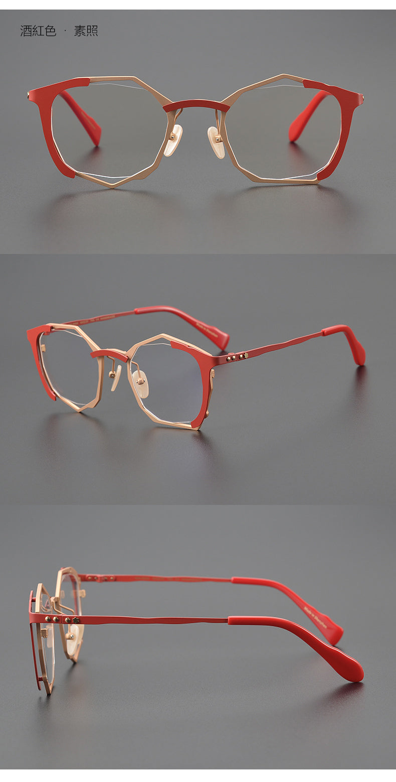 Polygonal glasses irregular personalized glasses frames myopia glasses presbyopia anti-blue light photochromic lenses