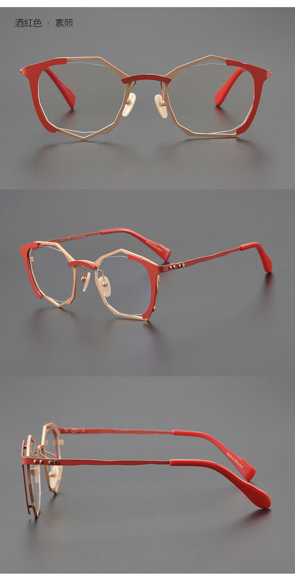 Polygonal glasses irregular personalized glasses frames myopia glasses presbyopia anti-blue light photochromic lenses