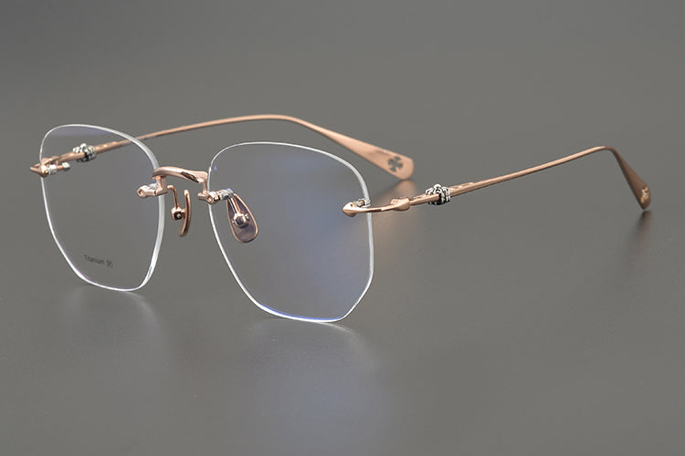 Frameless business glasses, myopia reading glasses, anti-blue light, artistic youth modification glasses