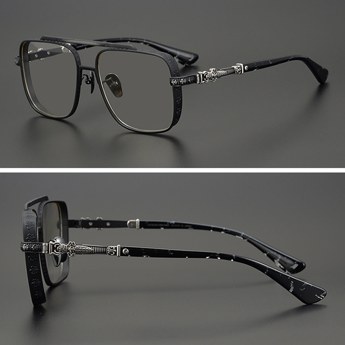 Aviator glasses double beam titanium sunglasses myopia glasses anti-blue light carved sword Chrome Hearts glasses