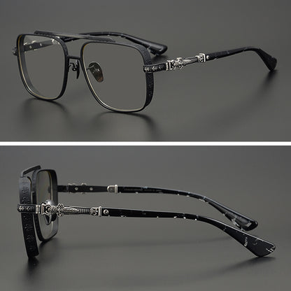 Aviator glasses double beam titanium sunglasses myopia glasses anti-blue light carved sword Chrome Hearts glasses