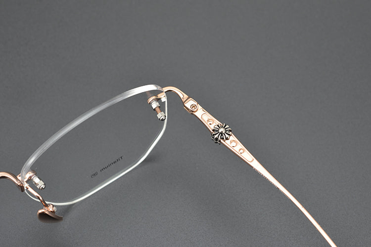 Frameless business glasses, myopia reading glasses, anti-blue light, artistic youth modification glasses