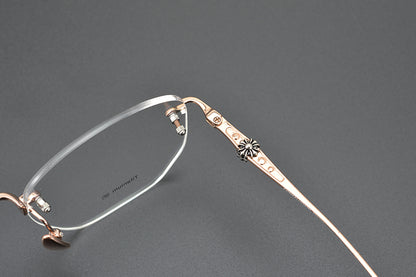 Frameless business glasses, myopia reading glasses, anti-blue light, artistic youth modification glasses