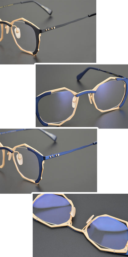 Polygonal glasses irregular personalized glasses frames myopia glasses presbyopia anti-blue light photochromic lenses