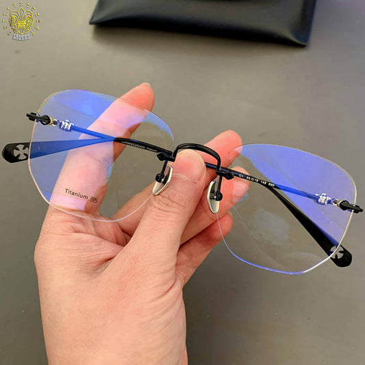 Frameless business glasses, myopia reading glasses, anti-blue light, artistic youth modification glasses