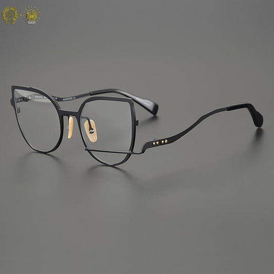 Cat eye glasses face-modifying large glasses frames titanium glasses myopia and presbyopia glasses Blue Light Blocking