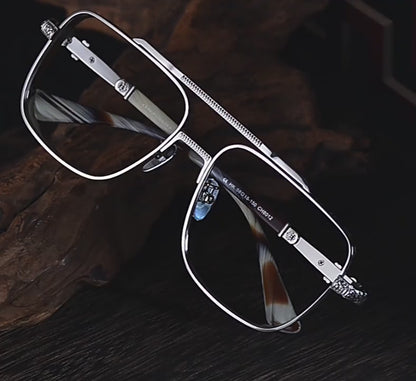 Aviator glasses double beam titanium sunglasses myopia glasses anti-blue light carved sword Chrome Hearts glasses